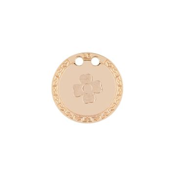 Gold My Life medallion with four-leaf clover symbol