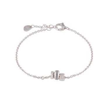 Jolie bracelet in silver with three central elements and diamond dust