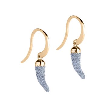 Jolie single earrings with pendant horn with microdiamonds