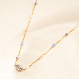Tulipe necklace with colored stones and zircons