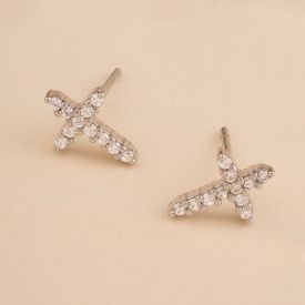 My World earrings with cross and zircons