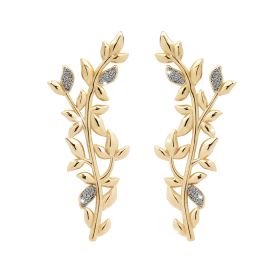 Orecchini Jolie in argento con pendente di foglie di ulivo rivestite di polvere di diamanti